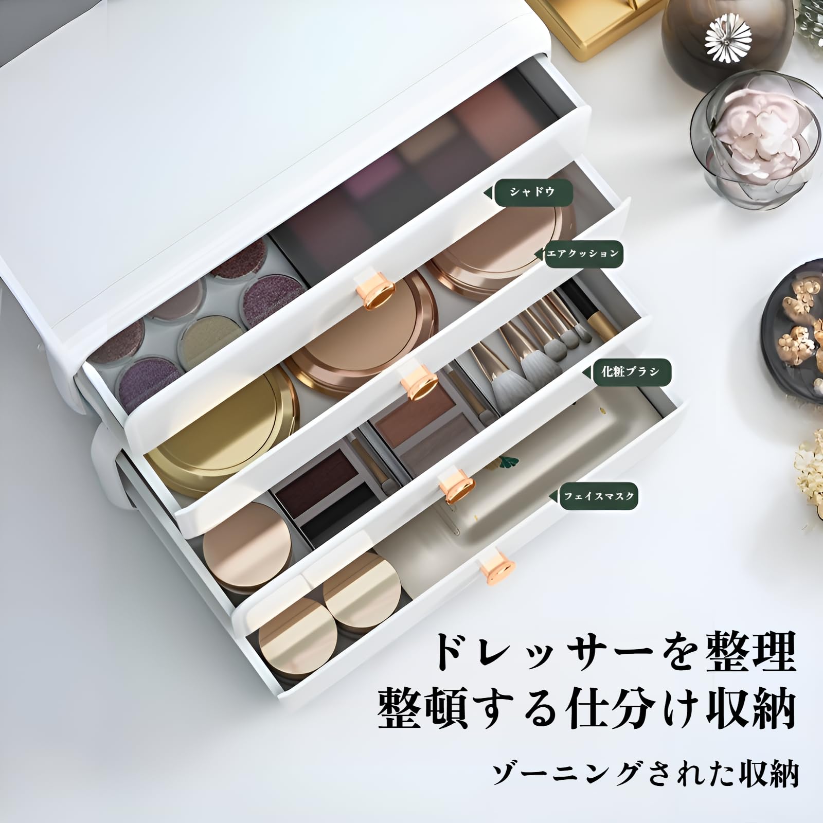 Amazon.co.jp: 【ドレッサー整理 収納ボックス】化粧品用 防塵